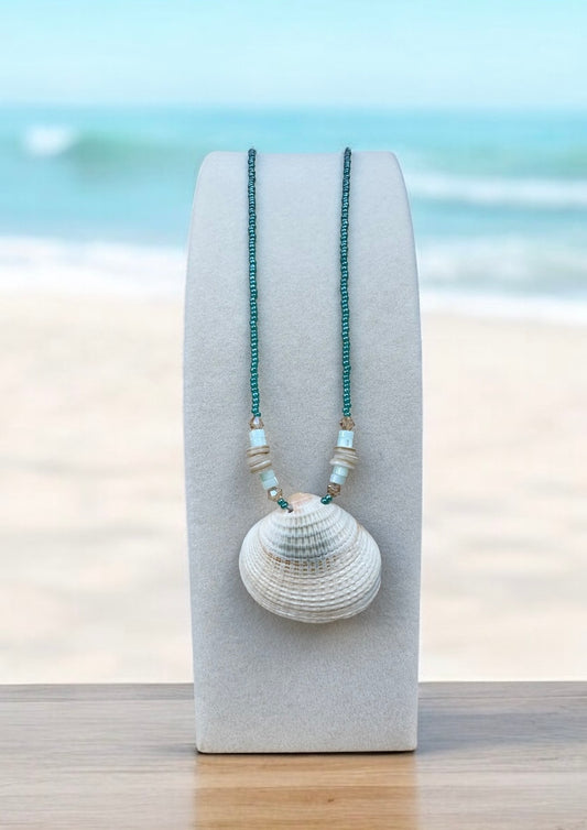 Teal Seashell Necklace