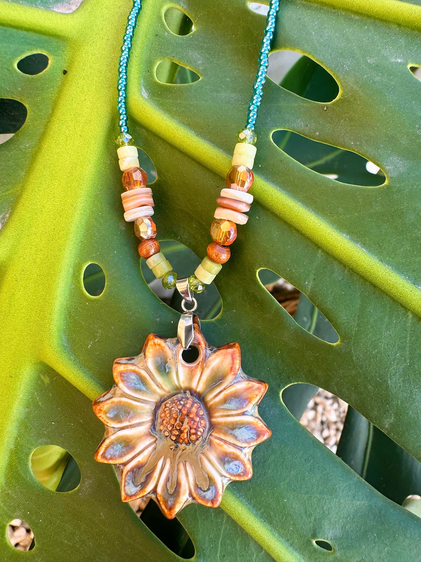 Ceramic Sunflower Necklace