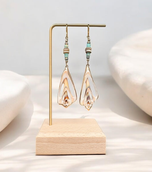 Gold Foil Blue Dangle Earrings